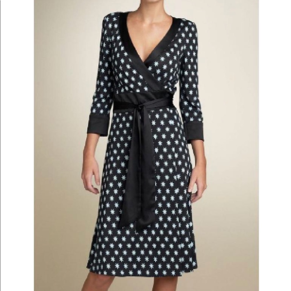 DVF Black Taurus Classic Wrap Dress